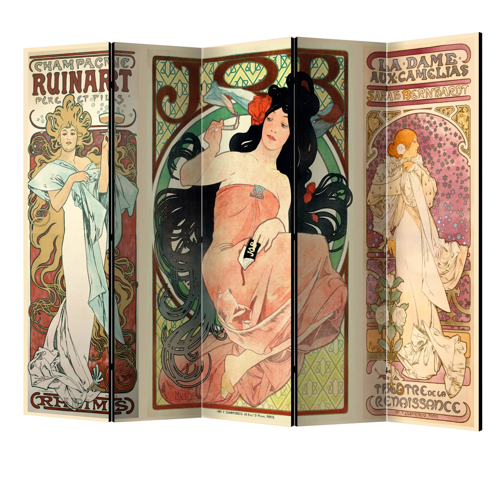 Paravan din 5 parti - Alphonse mucha . femei II - 225 x 172 cm