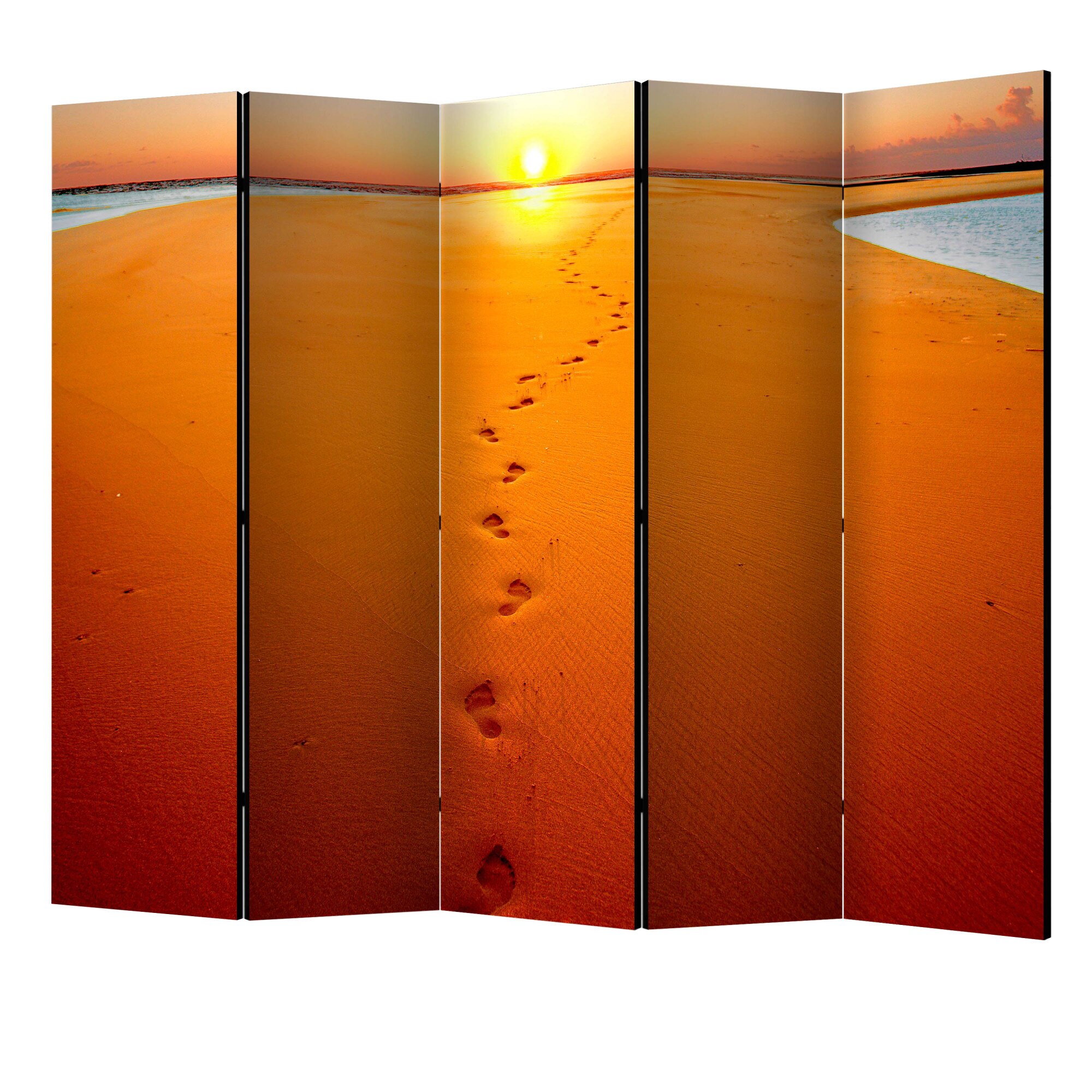 Paravan din 5 parti - Amprente in nisip II - 225 x 172 cm