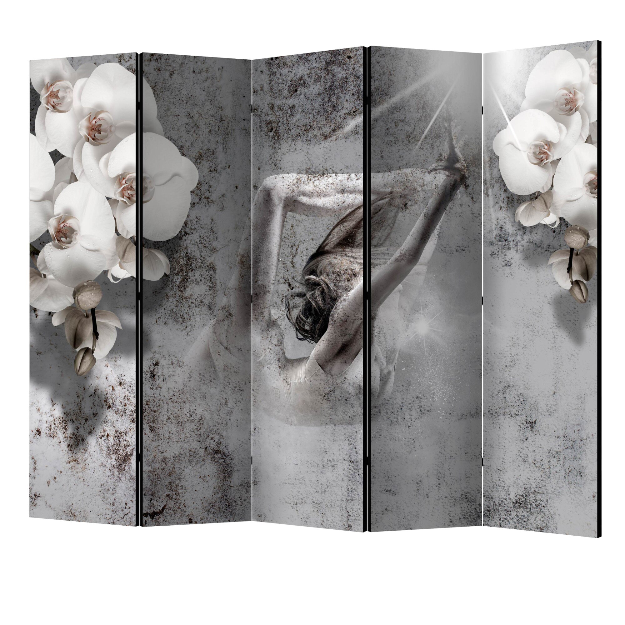 Paravan din 5 parti - Aranjament cu orhideea II - 225 x 172 cm