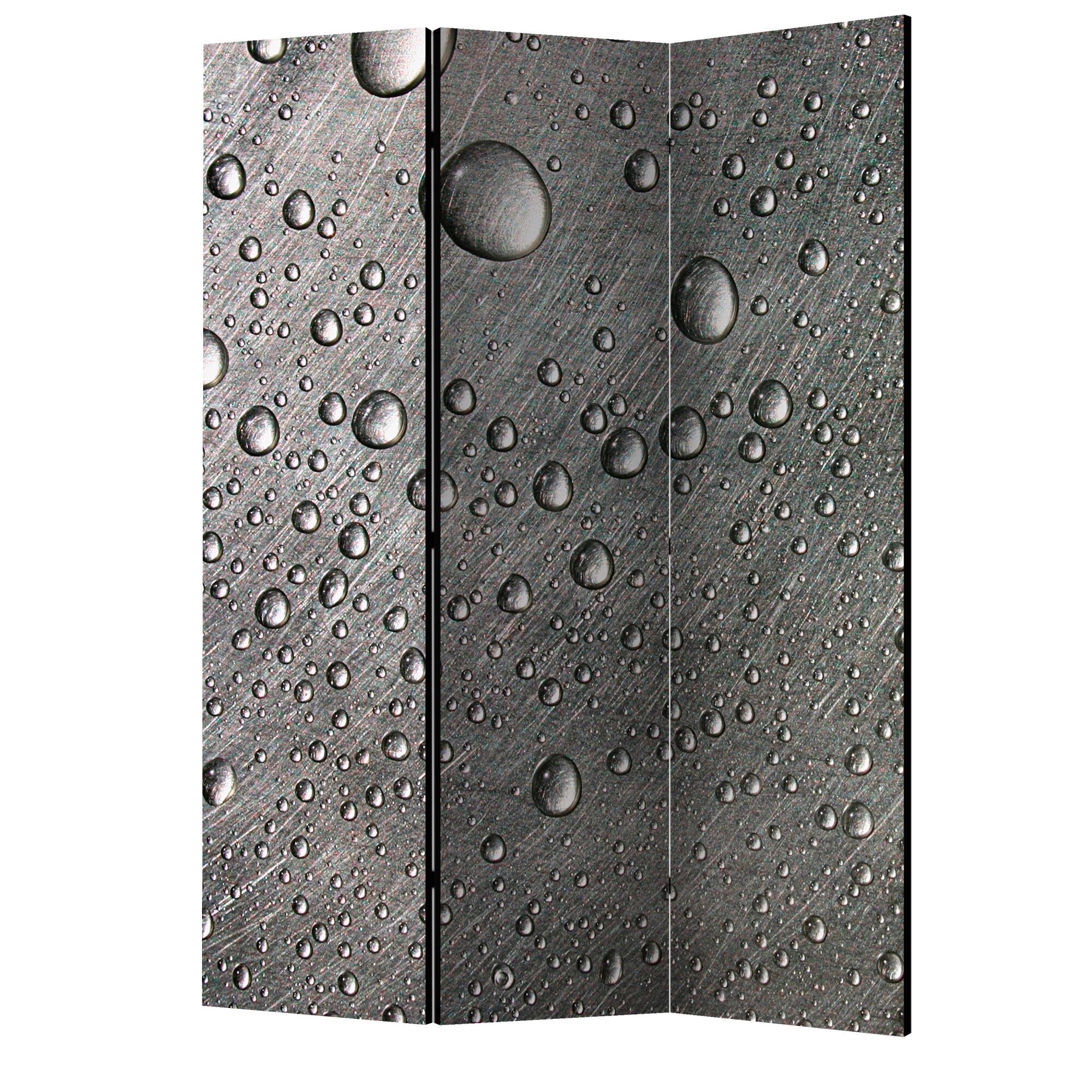 Paravan din 3 parti - Suprafata de otel cu picaturi de apa - 135 x 172 cm