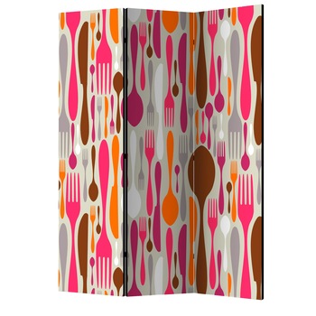 Paravan din 3 parti - Tacamuri roz si violet - 135 x 172 cm Paravan din 3 parti - Tacamuri roz si violet - 135 x 172 cm
