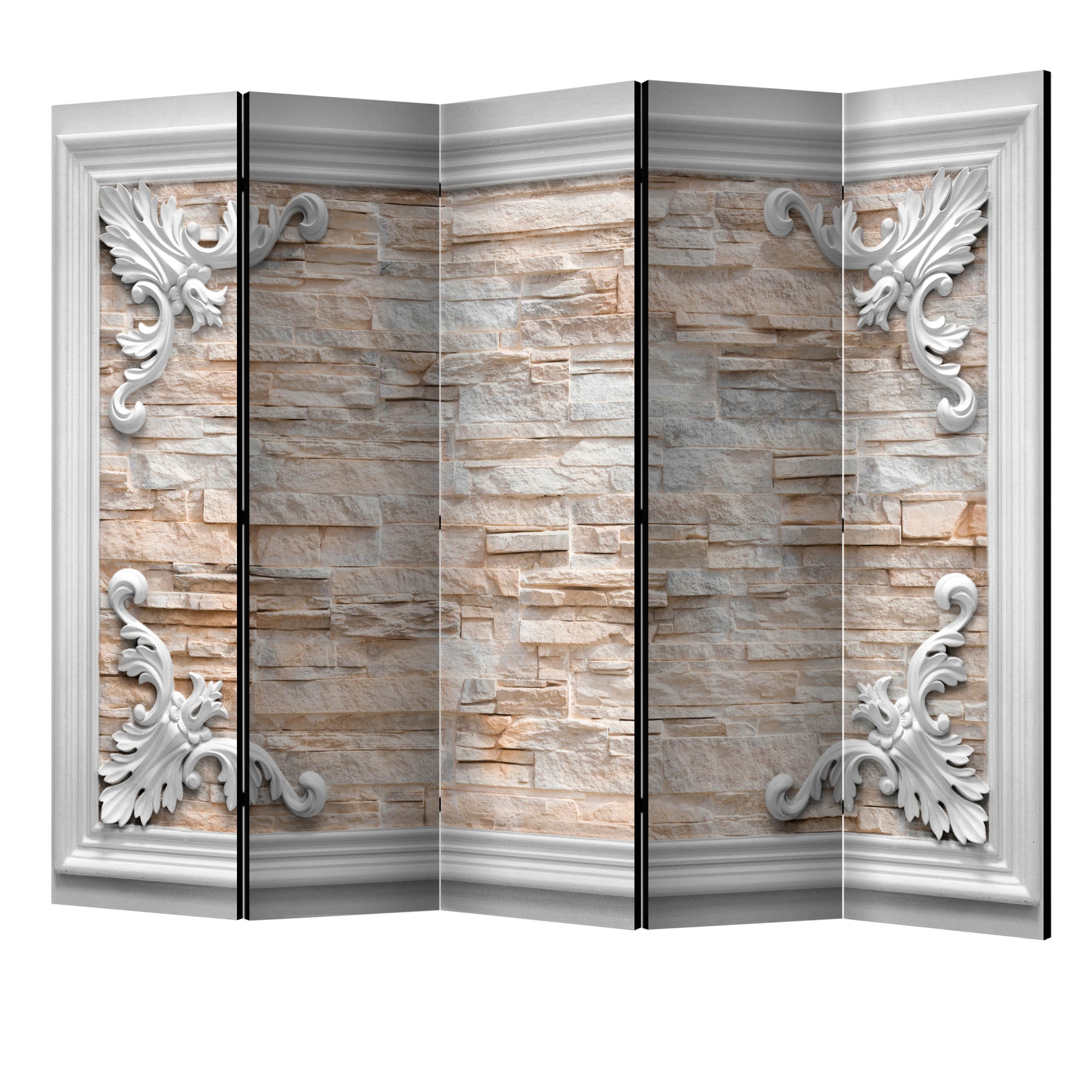 Paravan din 5 parti - Caramida in cadru portocaliu II - 225 x 172 cm