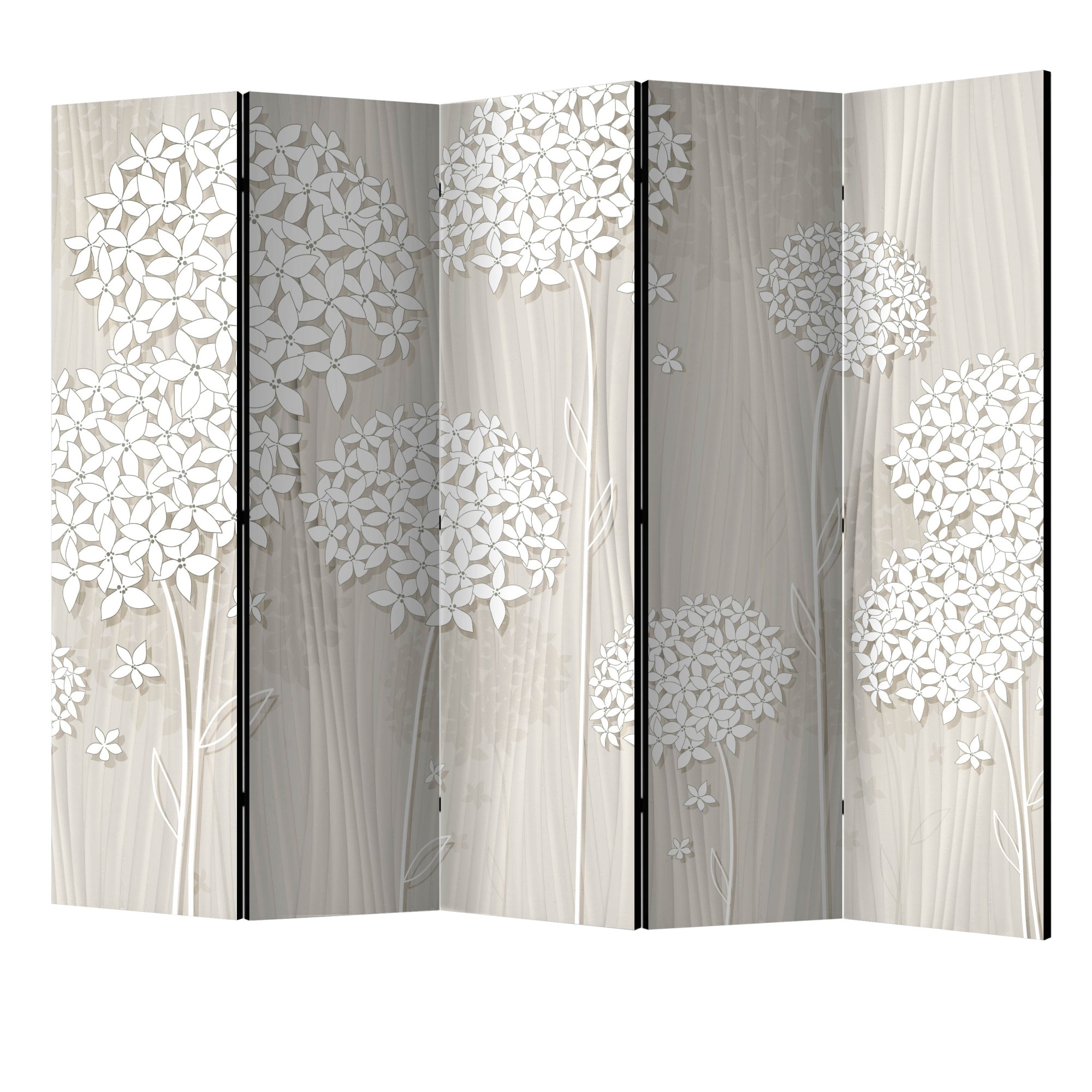 Paravan din 5 parti - Crema daintiness II - 225 x 172 cm