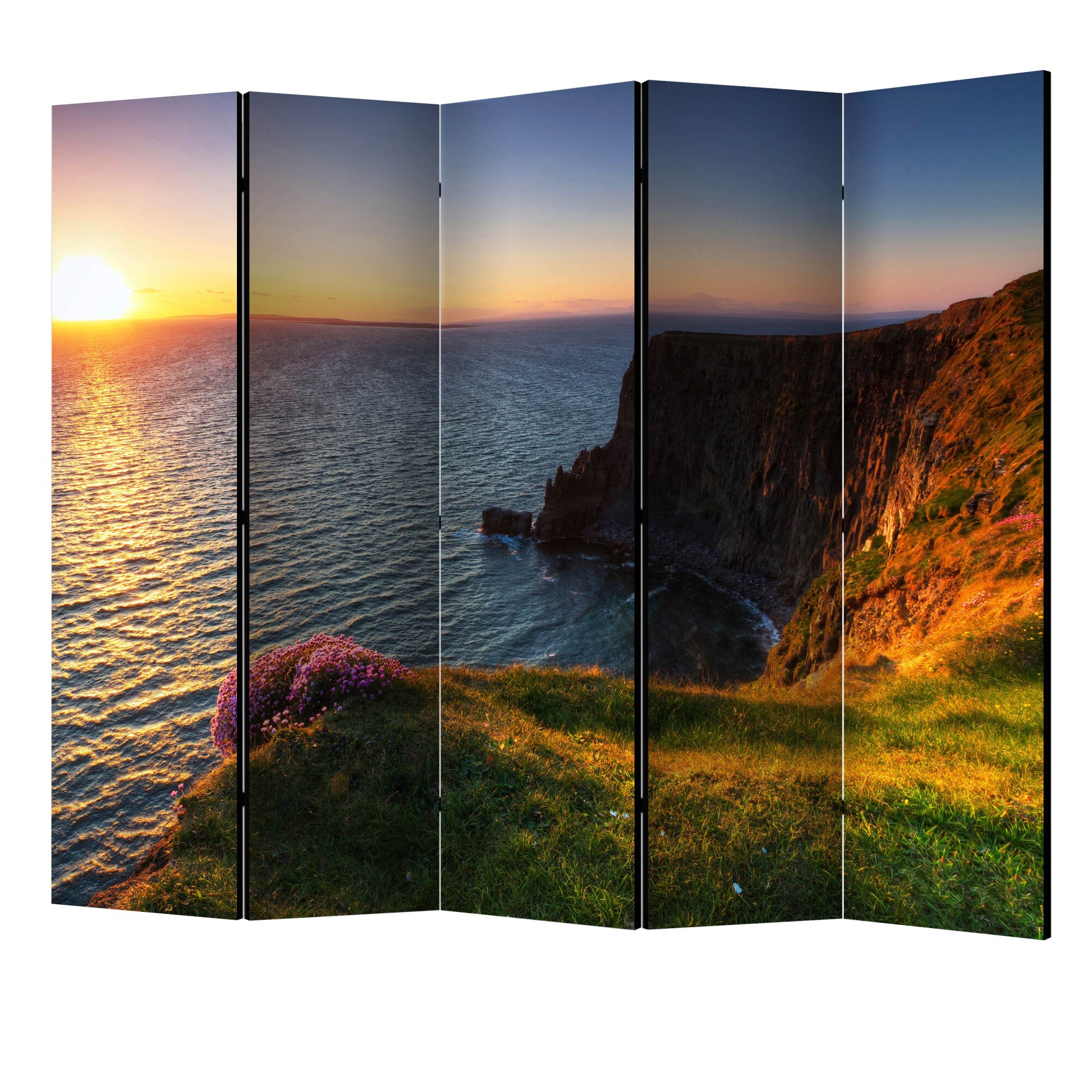 Paravan din 5 parti - Apus de soare faleze din moher irlanda II - 225 x 172 cm