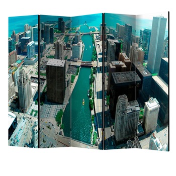 Paravan din 5 parti - Arhitectura urbana din chicago II - 225 x 172 cm Paravan din 5 parti - Arhitectura urbana din chicago II - 225 x 172 cm