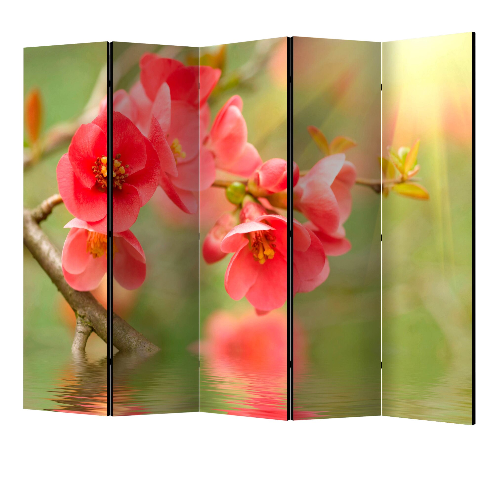 Paravan din 5 parti - Azalea reflectata in apa II - 225 x 172 cm