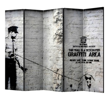 Paravan din 5 parti - Banksy - graffiti area II - 225 x 172 cm Paravan din 5 parti - Banksy - graffiti area II - 225 x 172 cm