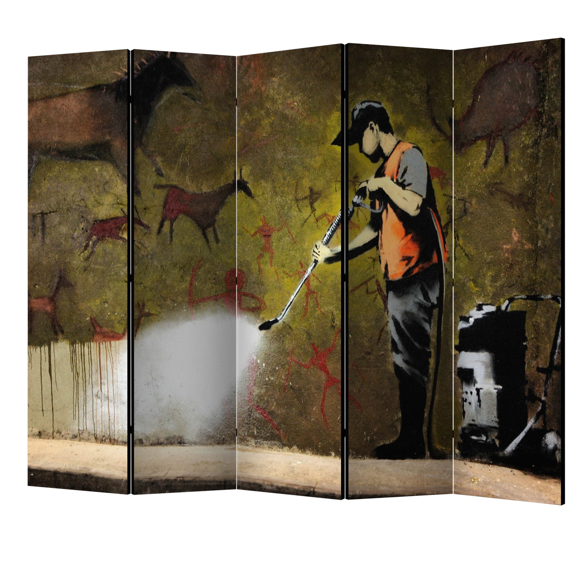 Paravan din 5 parti - Banksy - pictura pestera II - 225 x 172 cm