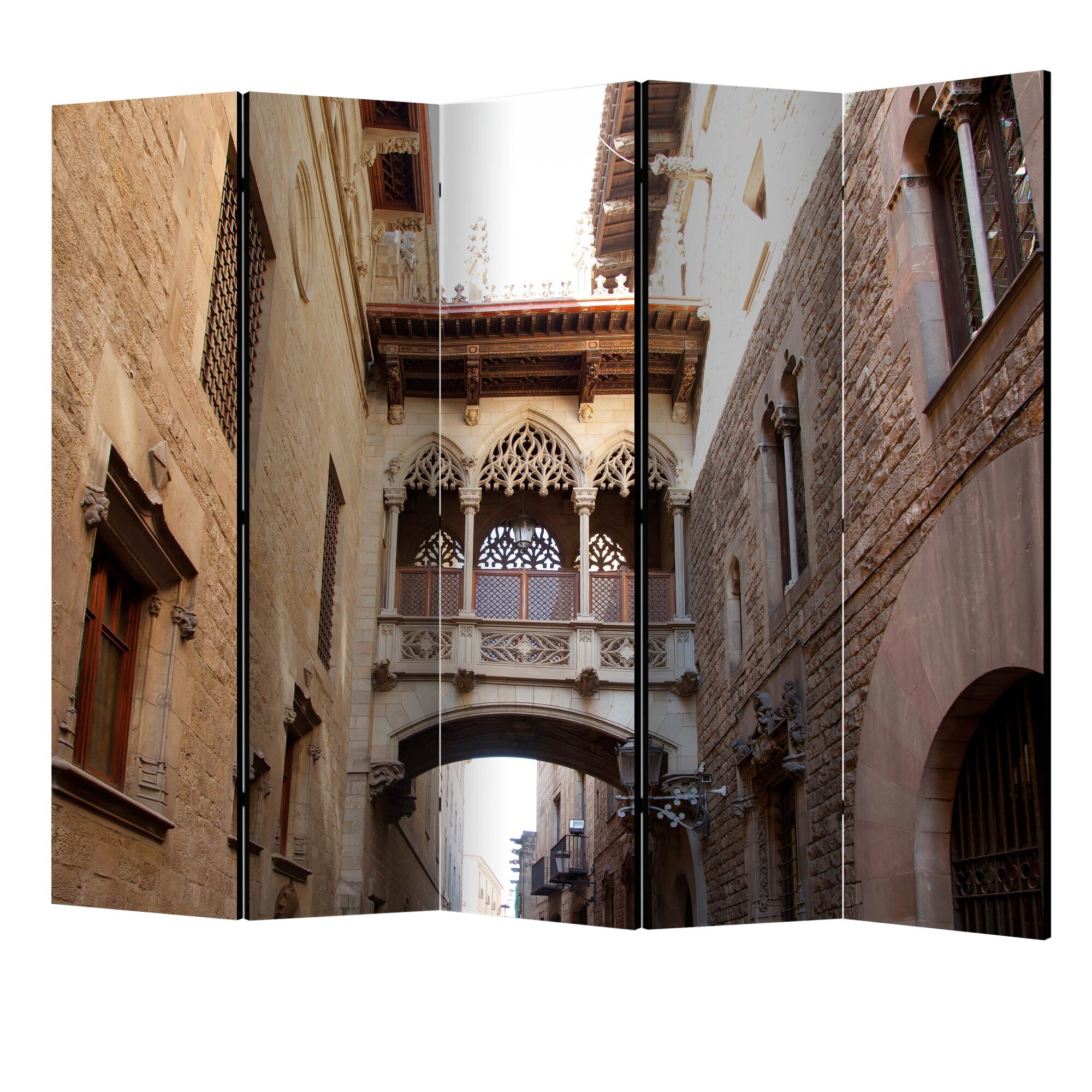 Paravan din 5 parti - Barcelona palau generalitat in gotic barrio II - 225 x 172 cm