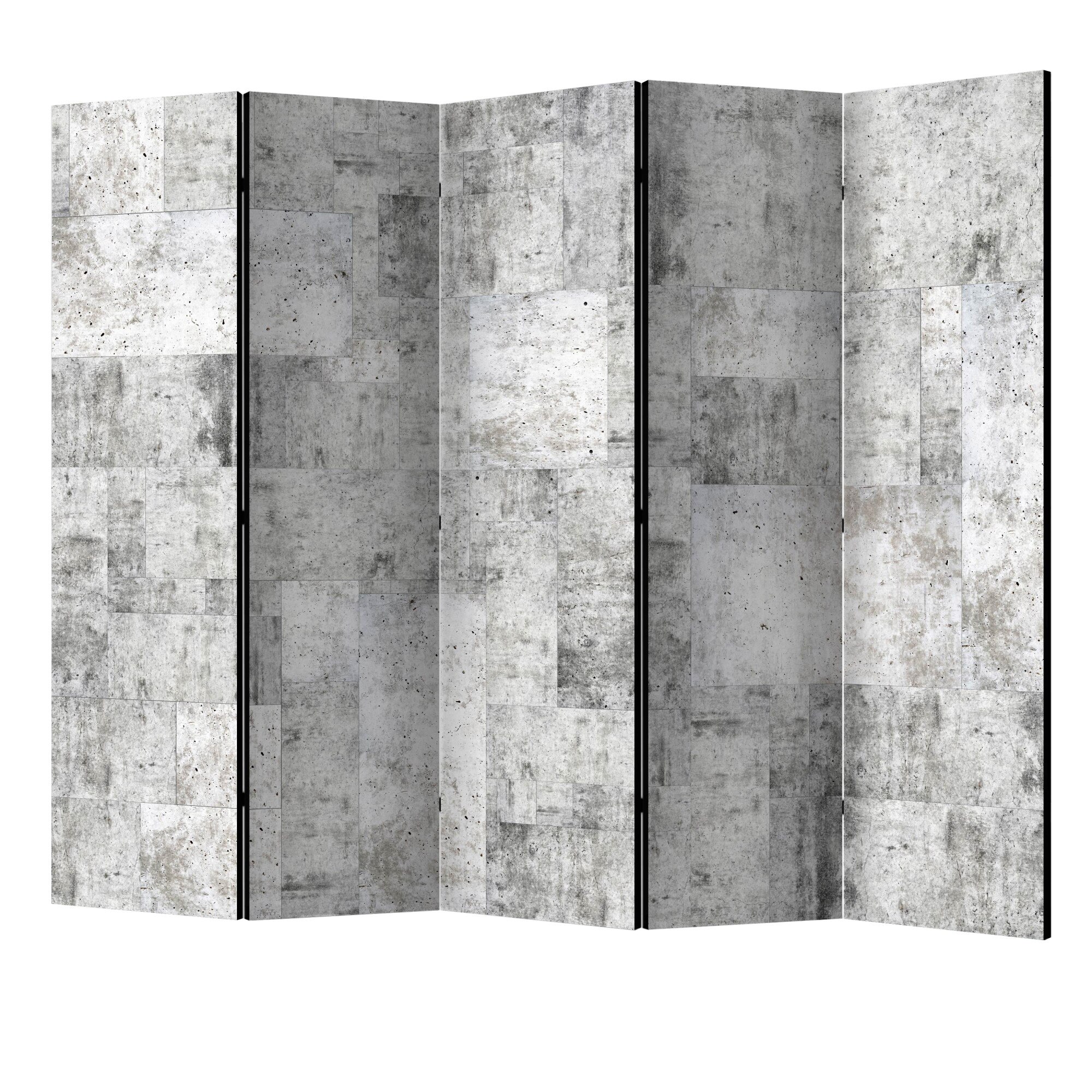 Paravan din 5 parti - Beton grey city II - 225 x 172 cm