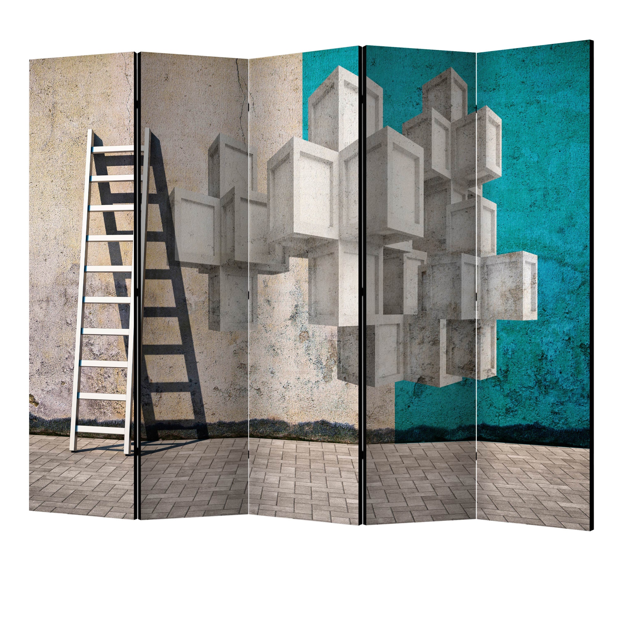Paravan din 5 parti - Blocuri de beton II - 225 x 172 cm