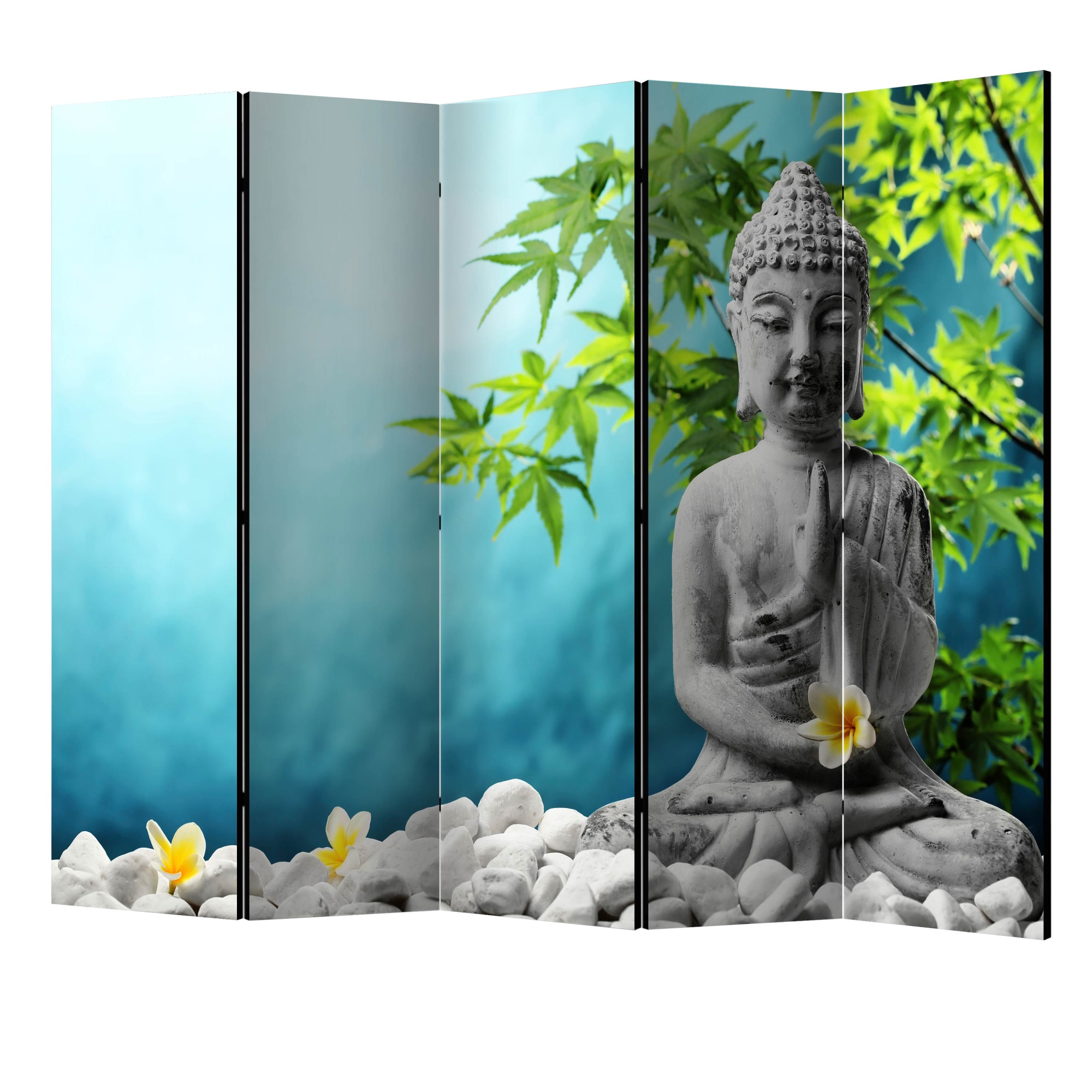 Paravan din 5 parti - Buddha frumusetea meditatiei II - 225 x 172 cm