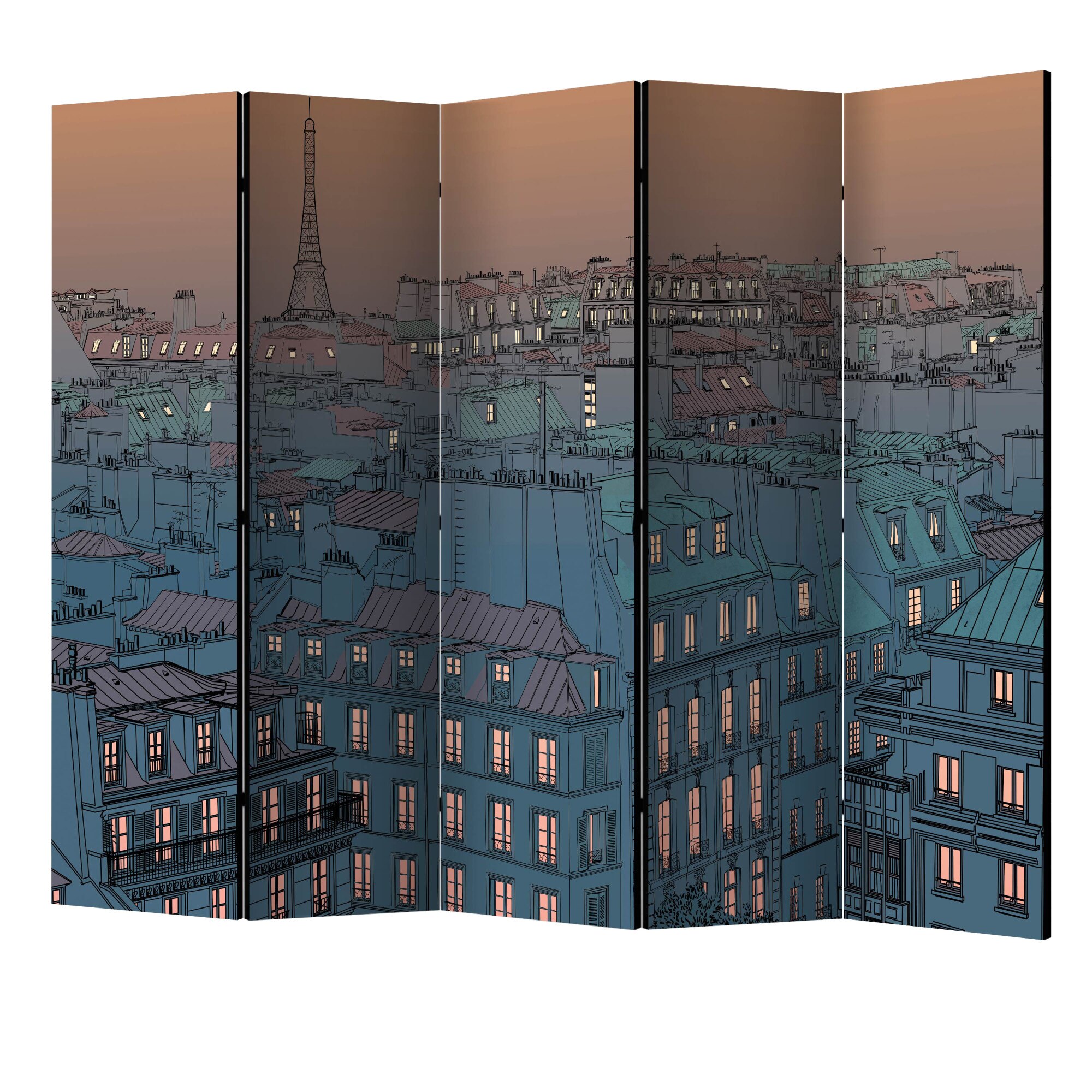 Paravan din 5 parti - Buna seara paris II - 225 x 172 cm