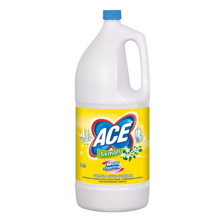 Избелващ дезинфектант на основата на хлор, ACE, аромат Lemon Fresh, опаковка от 2 литра