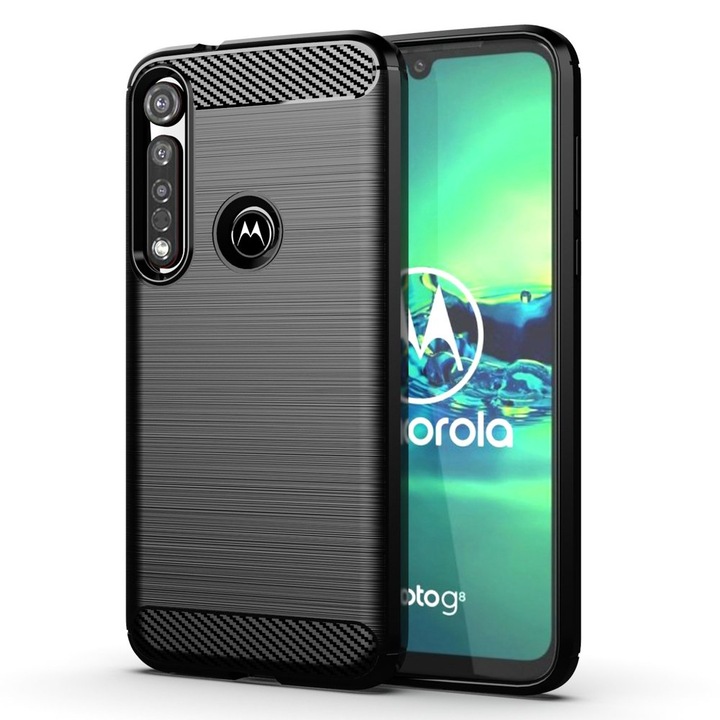 Калъф за телефон Carbon Case TPU за Motorola G8 Plus, черен