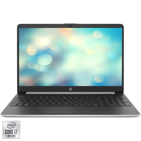 Laptop HP 15s-fq1007nq cu procesor Intel® Core™ i7-1065G7 pana la 3.90 GHz, 15.6", Full HD, 8GB, 256GB SSD, Intel Iris Plus Graphics, Free DOS, Silver