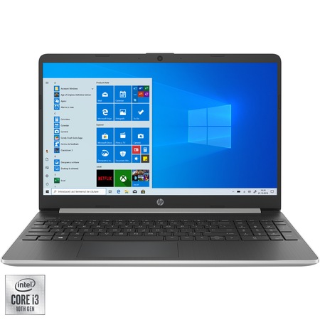 Laptop HP 15s-fq1022nq cu procesor Intel® Core™ i3-1005G1 pana la 3.40 GHz, 15.6", Full HD, 8GB, 512GB SSD, Intel UHD Graphics, Windows 10 Home, Silver