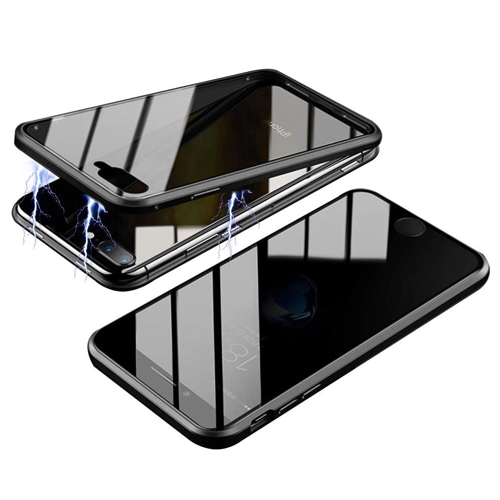 Husa 360 de grade magnetica, brand The Phone Closet, sticla securizata fata - spate, pentru iPhone 7 / 8 (4.7 inch), Negru