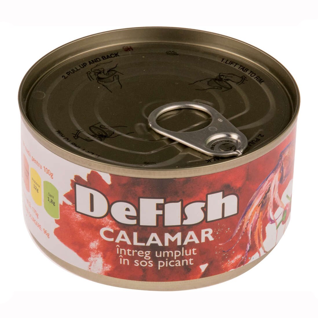 Calamar intreg umplut in sos picant DEFISH, 170G