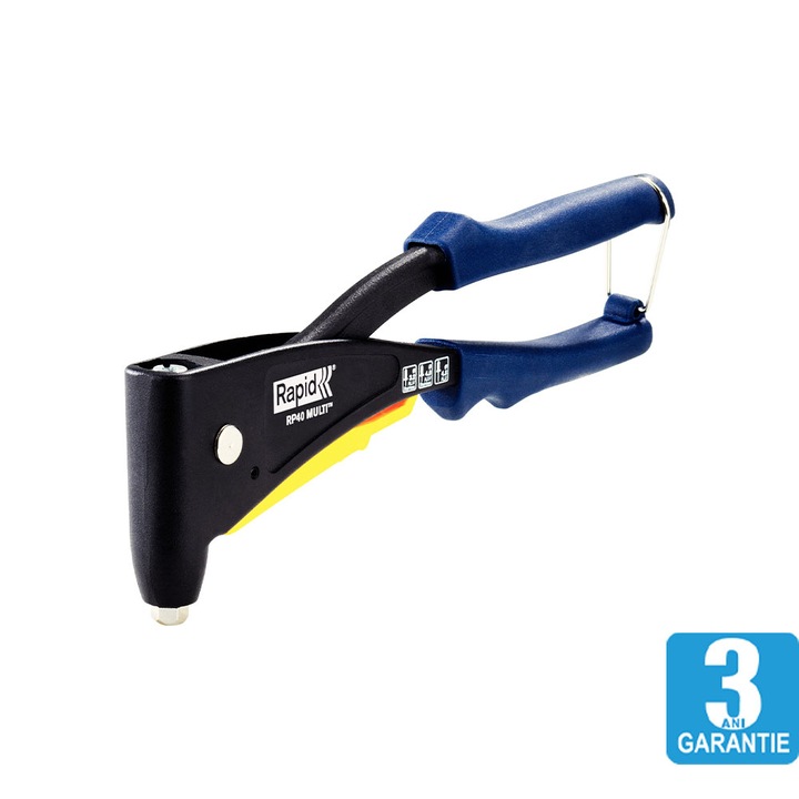 Cleste pop nituri Rapid RP40 Multi, cap nituire universal cu etrier incorporat, 3.2/4.0/4.8mm, nituri aluminiu sau otel, sistem de verificare dimensiuni nituri, grip moale, 5001139