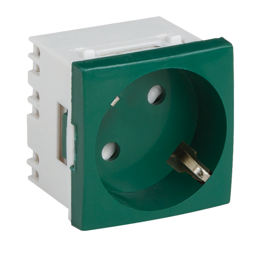 Priza modulara Schuko cu impamantare, Verde - DLX DLX-245-42