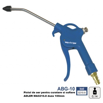 Pistol de aer pentru curatare si suflare ADLER MA0210.8 duza 100mm Pistol de aer pentru curatare si suflare ADLER MA0210.8 duza 100mm