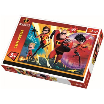 Puzzle Trefl, Disney Incredibles 2, 100 piese Puzzle Trefl, Disney Incredibles 2, 100 piese