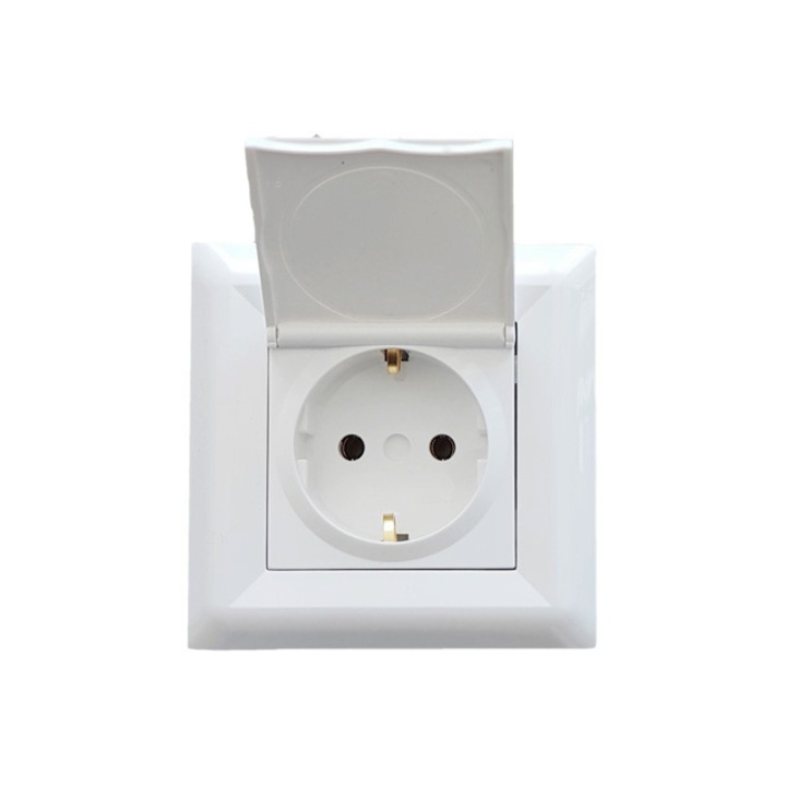 Контакт с капак LB Light Softline, 2P+E, 16А, 250V, Бял