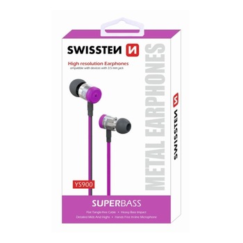 Casti cu fir Swissten Superbass YS900, roz