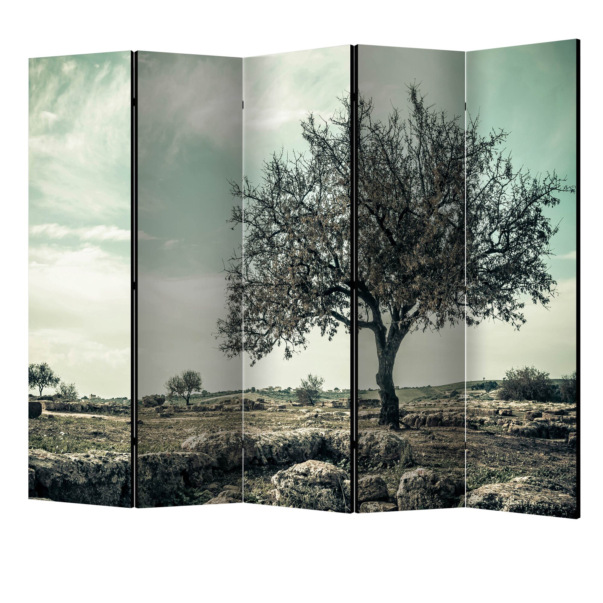 Paravan din 5 parti - Copac vintage II - 225 x 172 cm