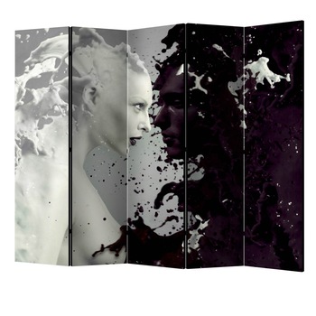 Paravan din 5 parti - Fete alb-negru II - 225 x 172 cm Paravan din 5 parti - Fete alb-negru II - 225 x 172 cm