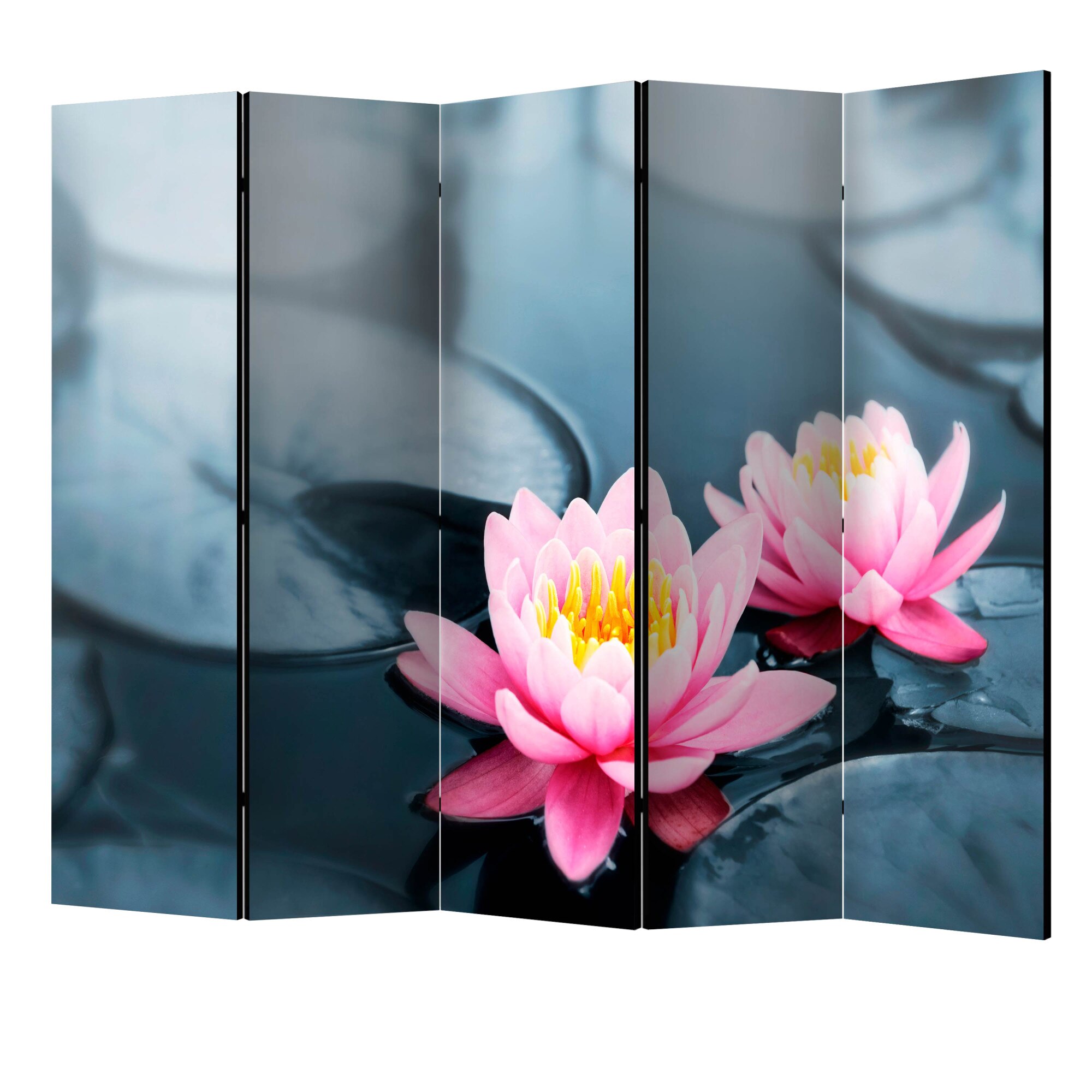 Paravan din 5 parti - Flori de lotus II - 225 x 172 cm