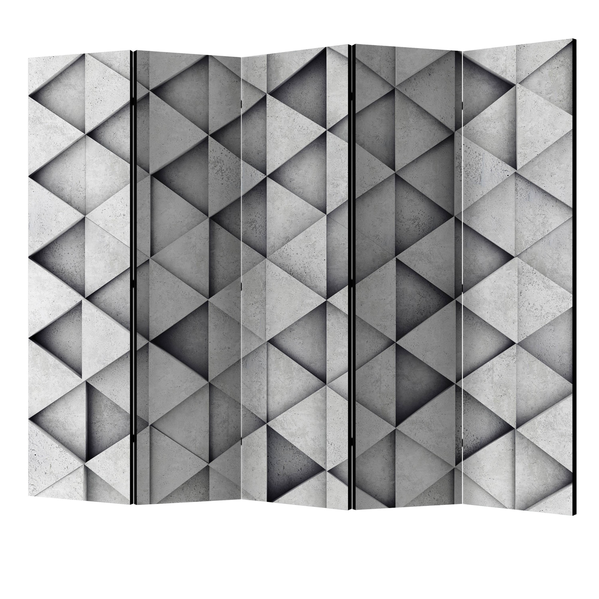 Paravan din 5 parti - Triunghiuri gri II - 225 x 172 cm