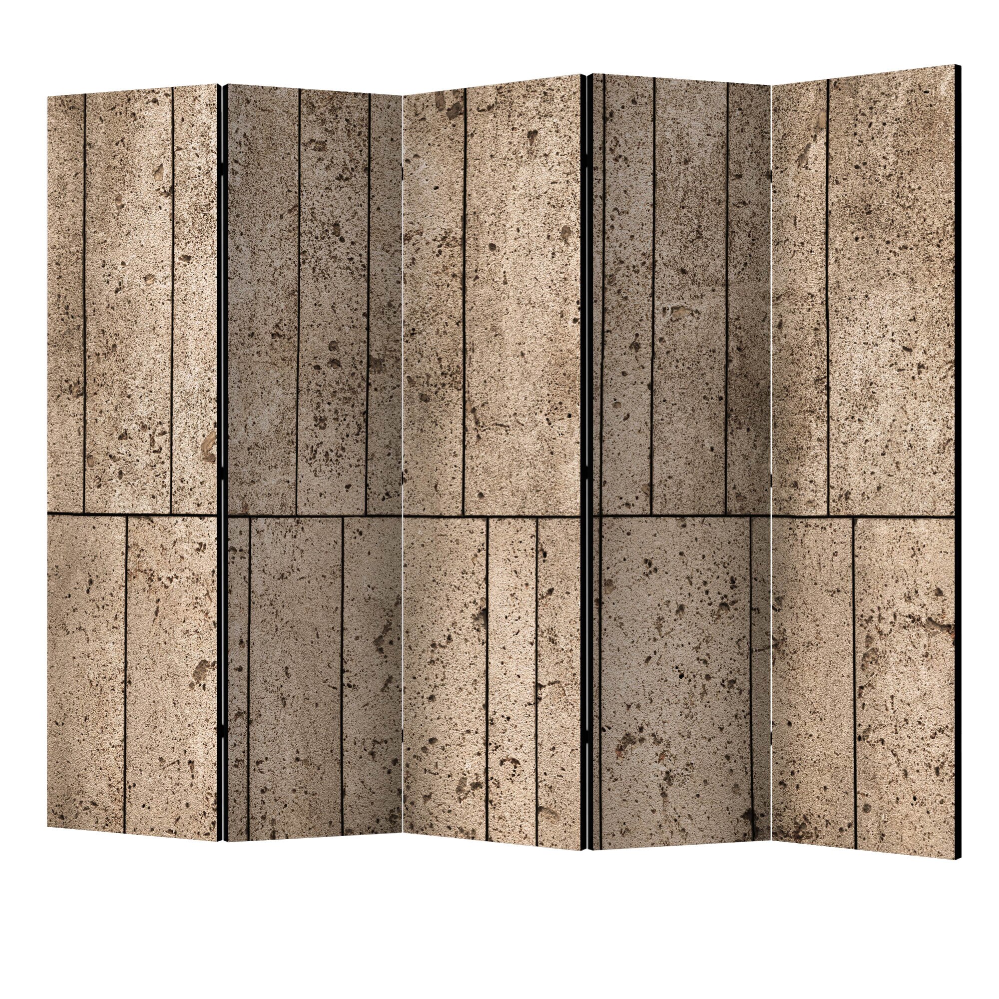 Paravan din 5 parti - Zidul bej II - 225 x 172 cm