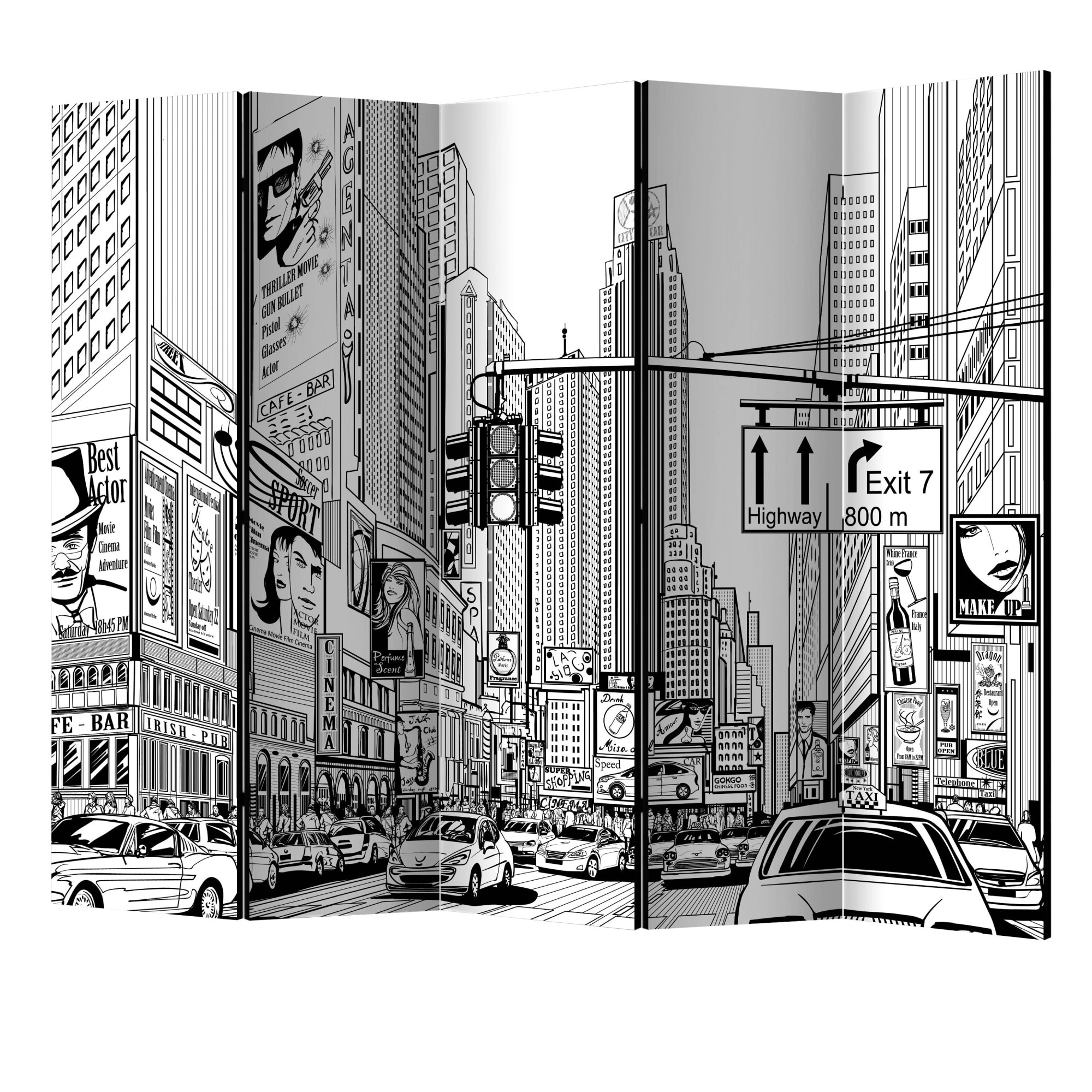 Paravan din 5 parti - Strada din orasul new york II - 225 x 172 cm