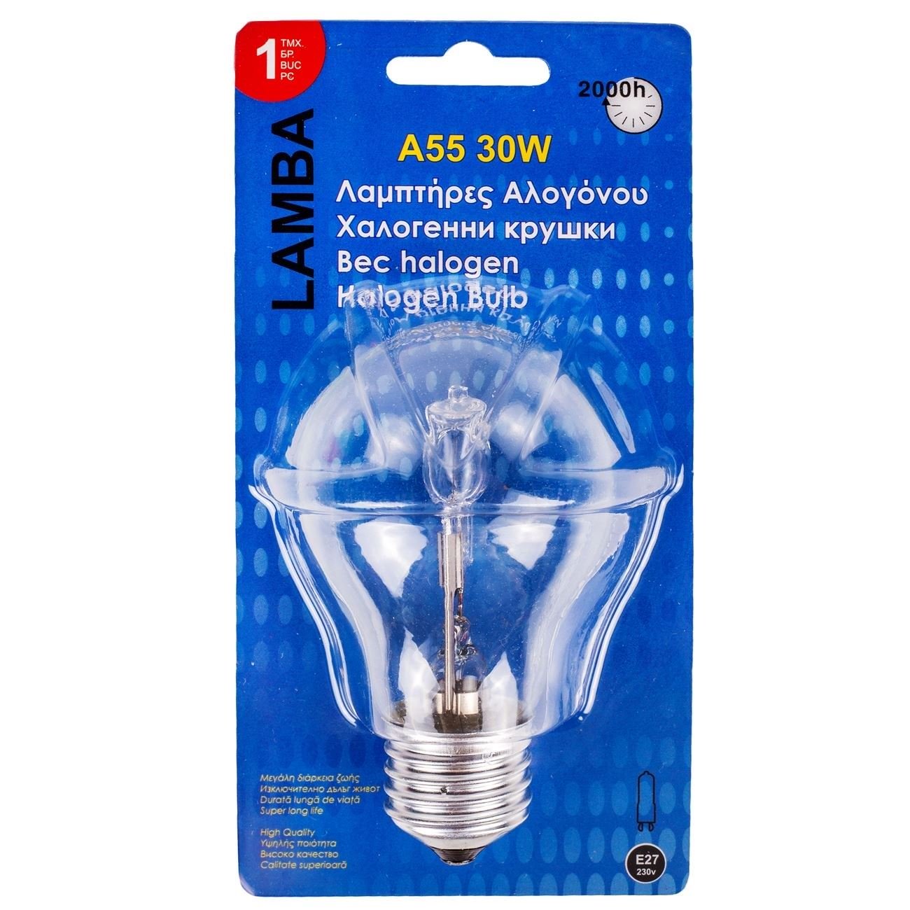 Bec cu halogen E27 28W (A55) - Lumina calda