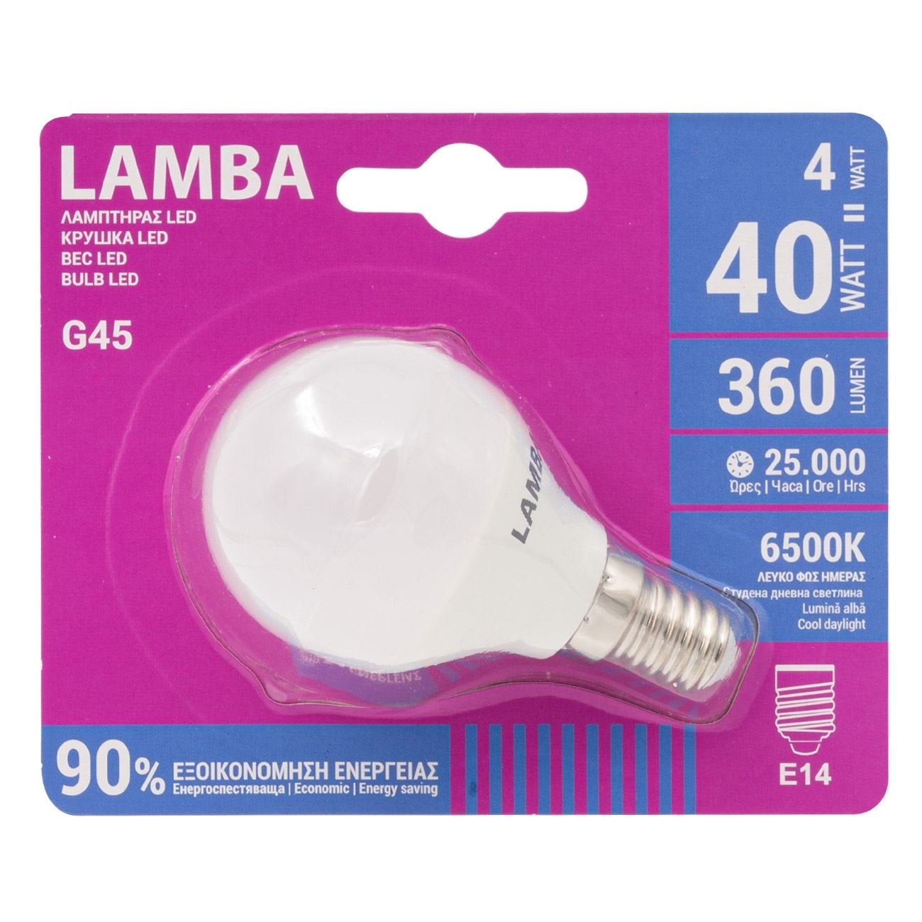 Bec, LED E14 4W (G45) - Lumina de zi rece