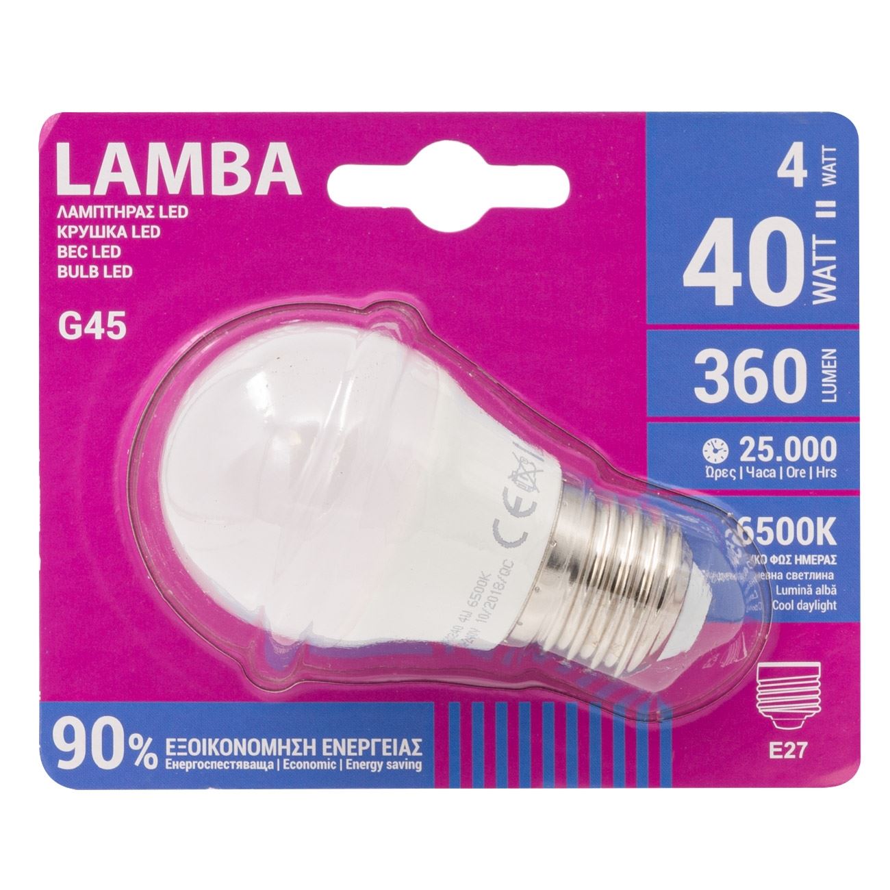 Bec LED E27 4W (G45), A +