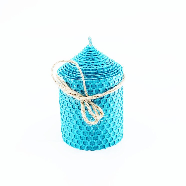 Lumanare naturala din ceara de albine H9xD6 albastru