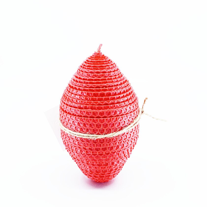 Lumanare naturala din ceara de albine Ou H14 cm rosu