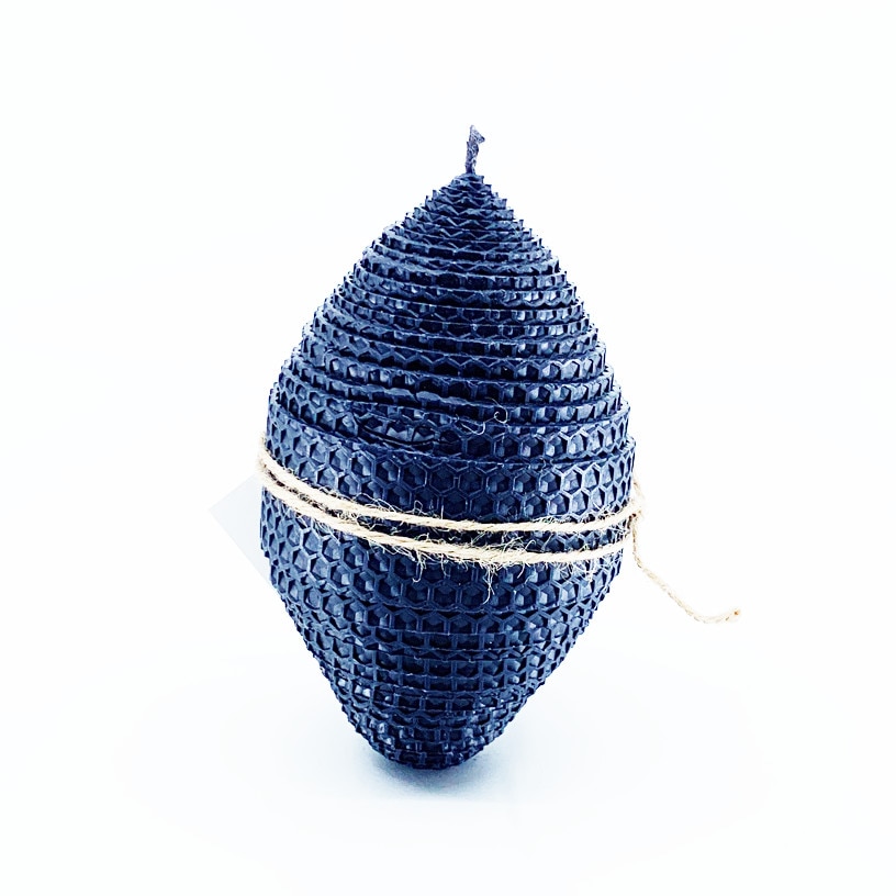 Lumanare naturala din ceara de albine Ou H14 cm negru