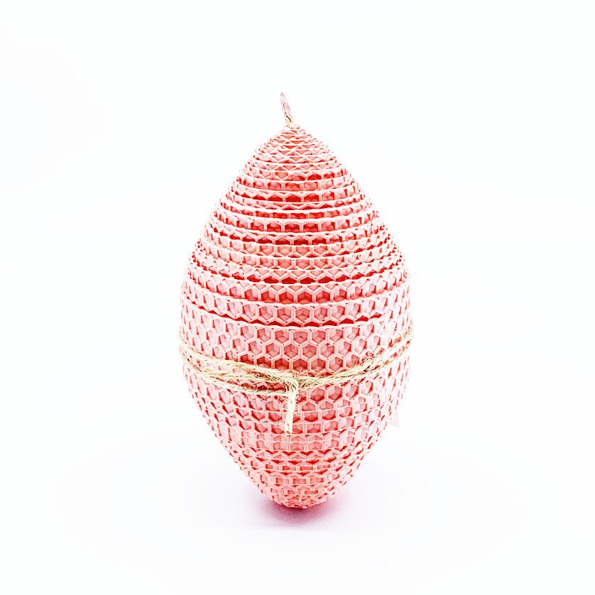 Lumanare naturala din ceara de albine Ou H14 cm living coral