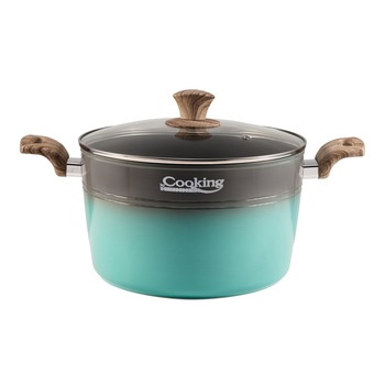 Oala Cooking by Heinner Green Nature, cu capac, aluminiu, inductie, 26 x 16 cm, 7 L Oala Cooking by Heinner Green Nature, cu capac, aluminiu, inductie, 26 x 16 cm, 7 L