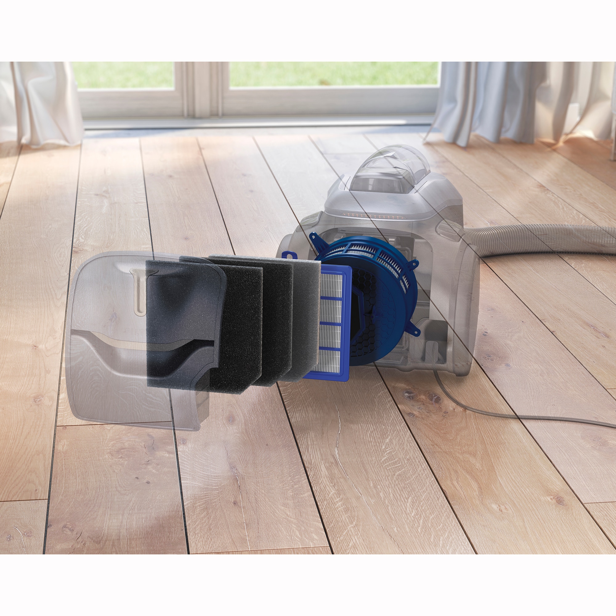 Aspirator fara sac Electrolux Pure C9 PC91-ALRG, 650 W, 1.6L, filtrare in 7 trepte, telecomanda, filtre lavabile, perie FlowMotion cu Led-uri, alb