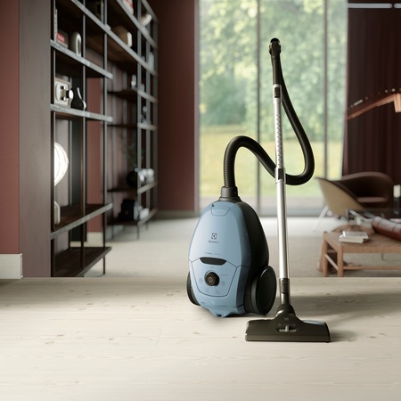 Aspirator cu sac Electrolux Pure D8 PD82-4MB, 600W,Clasa A+, functia AUTO, filtru de evacuare lavabil, indicator LED sac plin, 57 dB(A), perie parchet, Misty Blue