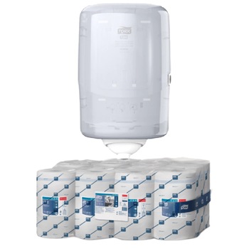 Pachet 12xRole Laveta hartie Tork Reflex Mini M3, 473246, 1 strat, 120m si Dispenser Tork Reflex Mini M3, 473177, culoare alb Pachet 12xRole Laveta hartie Tork Reflex Mini M3, 473246, 1 strat, 120m si Dispenser Tork Reflex Mini M3, 473177, culoare alb