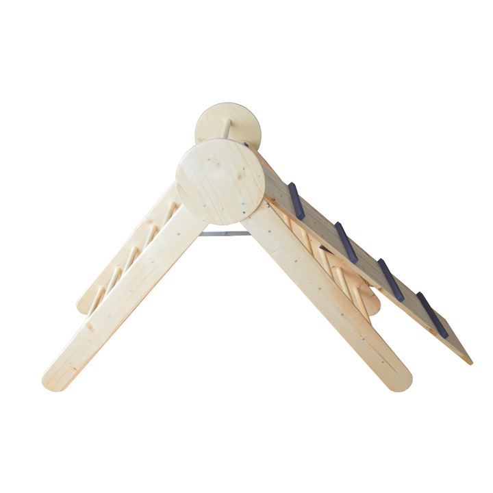 Triunghi de catarare pikler, pentru coordonare si concentrare, de la 1 an, integral lemn, 120x50x40 cm