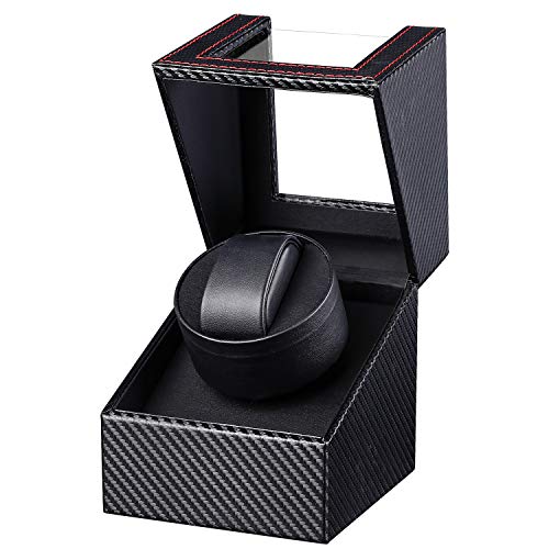 Cutie Watch Winder din Piele Eco Negru Lucios pentru 1 ceas automat TRIDENT