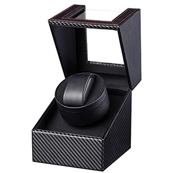 Cutie Watch Winder din Piele Eco Negru Lucios pentru 1 ceas automat TRIDENT Cutie Watch Winder din Piele Eco Negru Lucios pentru 1 ceas automat TRIDENT
