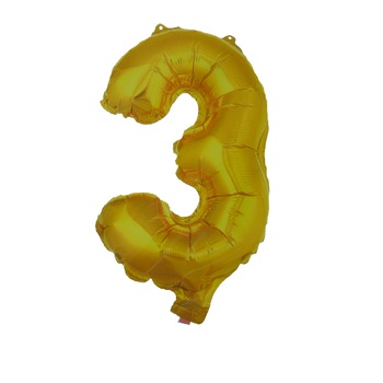 Balon cifra 3, auriu, 100cm Balon cifra 3, auriu, 100cm